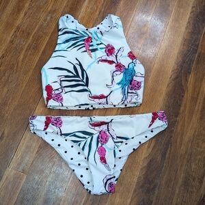 Carve Designs Sanita Reversible Bathing Suit Botanical/Cloud Polkadot Medium